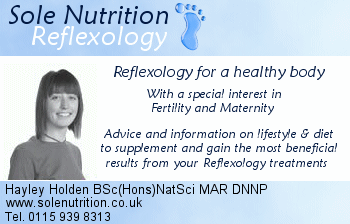 Sole Nutrition, Hayley Holden, Reflexology in Nottingham. With a special interest in fertility and maternity. Advice on lifestyle & diet.